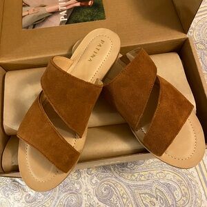 PORTLAND LEATHER PATINA AP DOUBLE SWIRL SLIDE SANDALS